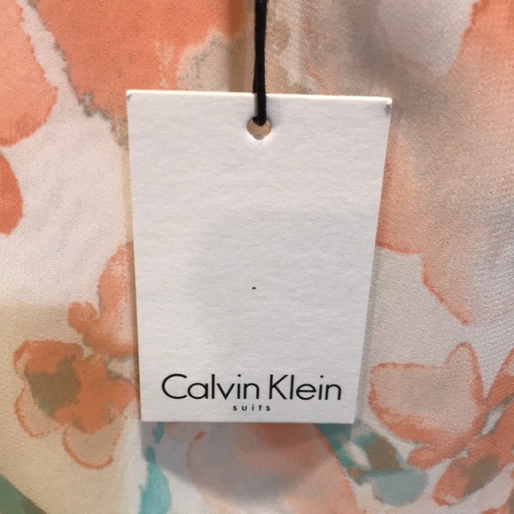 NWT Calvin Klein Water Color Asymmetric Layered Hem Sheer Sleeveless Top-M - Picture 6 of 8